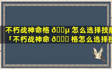 不朽战神命格 🐵 怎么选择技能「不朽战神命 🐎 格怎么选择技能栏」